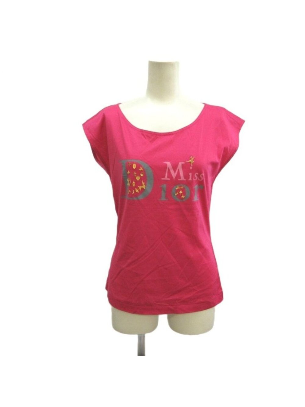 Dior Miss Top Logo Print Charm Decoration Round Neck Magenta Pink French M